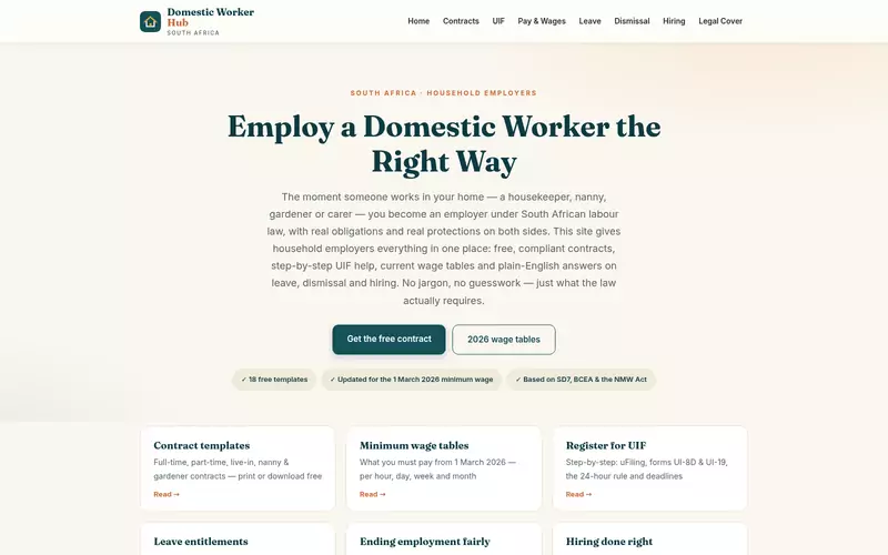 Domestic Worker Hub website screenshot