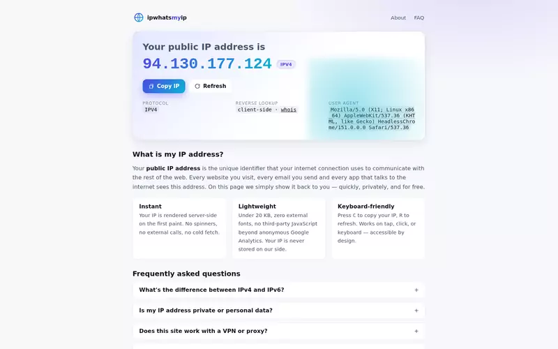What Is My IP website screenshot